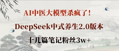 AI中医大模型杀疯了！DeepSeek中式养生2.0版本，十几篇笔记粉丝3w+-网创168