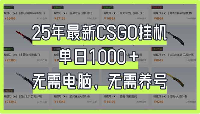 （14178期）25年最新CSGO挂机系统，单日1000+，无需电脑，无需养号，0基础可上手-网创168