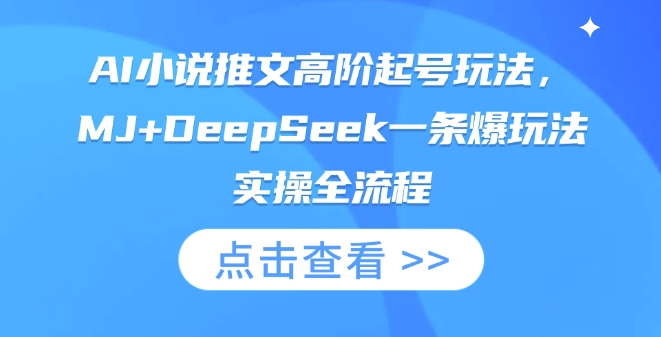 AI小说推文高阶起号玩法，MJ+DeepSeek一条爆玩法实操全流程-网创168