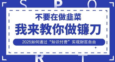韭菜生涯终结者，我来教你做镰刀，2025如何通过“知识付费”实现财F自由【揭秘】-网创168