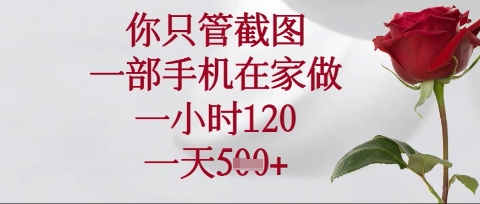 你只管截图，一部手机在家操作，一小时120.一天5张【揭秘】-网创168