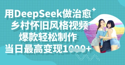 用DeepSeek做治愈乡村怀旧风格视频，爆款轻松制作，当日最高变现多张-网创168